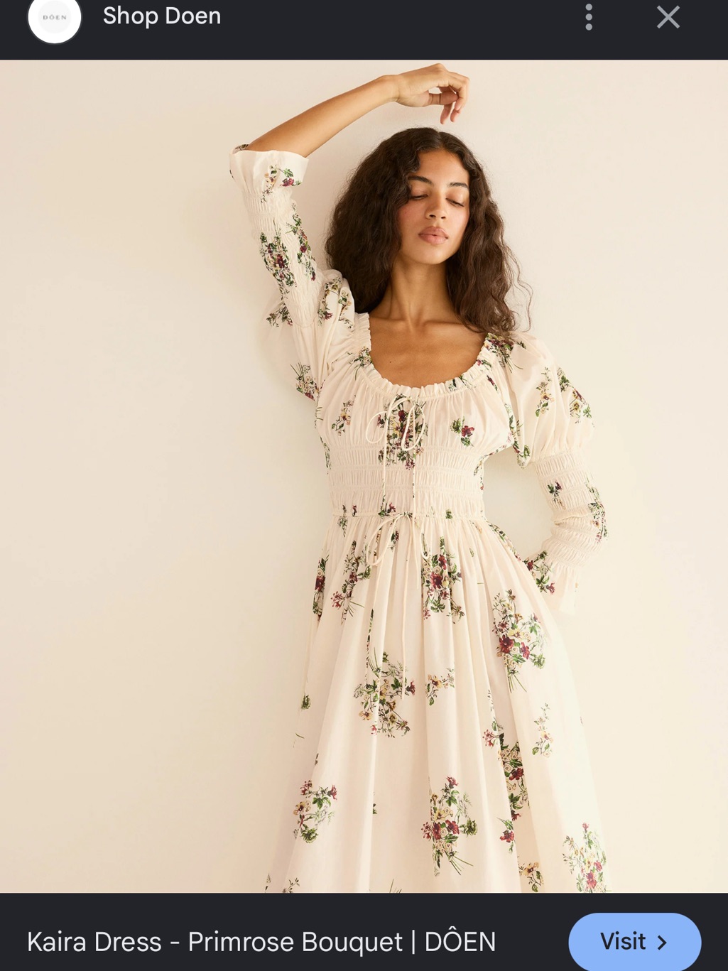 Kaira Dress In Primrose Bouquet - Cream Floral Midi